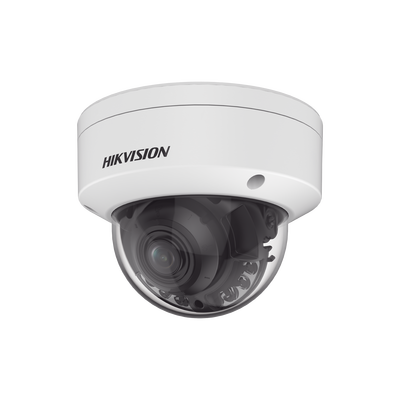 [Dual Light + ColorVu] Domo IP 4 Megapixel / Lente 3.6 – 9 mm / 40 mts IR + 40 mts Luz Blanca / WDR 130 dB / Exterior IP67 / IK10 / Captura Facial / Videoanaliticos (Filtro de Falsas Alarmas) / MicroSD