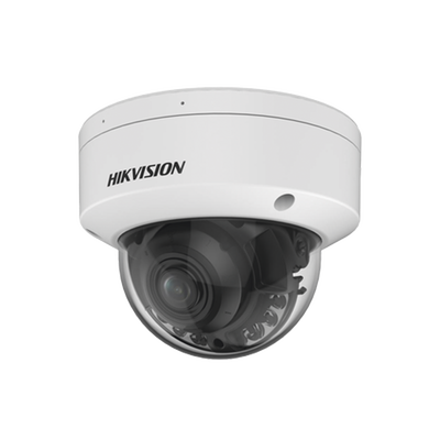 Domo IP 4 Megapixel / Lente Mot. 2.7 – 13.5 mm / Dual Light (40 mts IR + 40 mts Luz Blanca ) / SSD Integrado 1 TB / 2 Micrófonos Integrados / Alarmas I/O / IP67 / IK10 / WDR 130 dB / PoE + / AcuSense / DarkFighter S / Micro SD