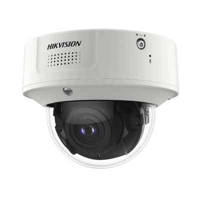 Domo IP 4 Megapixel / Lente Mot. 2.8 – 12 mm / 40 mts IR EXIR / IP67 / IK10 / H.265+ / Conteo de Personas por Detección de Rostro (Base de Datos) / WDR 140 dB / DeepinView / 2 Micrófonos Integrados