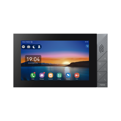 Monitor IP/SIP para interior con Android, Wi-Fi, Bluetooth, pantalla táctil de 7″, audio de 2 vías, PoE, 8 interfaces de entrada de alarma.