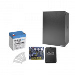 Kit con fuente PLB3 con salida de 12 Vcc a 4 Amper, incluye transformador y batería de 12 V a  5.5 Amper
