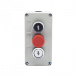 Botonera Triple con Boton de Stop Tipo Enclavado / Para Barreras Vehiculares, Operadores Corredizos y Abatibles.