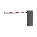 Kit de Barrera Vehicular Izquierda y Brazo de 3 Metros / Finales de Carrera Ajustables por Programación / Movimiento Fluido / Diseño Elegante Color Gris / Con Corona Led Semaforizada